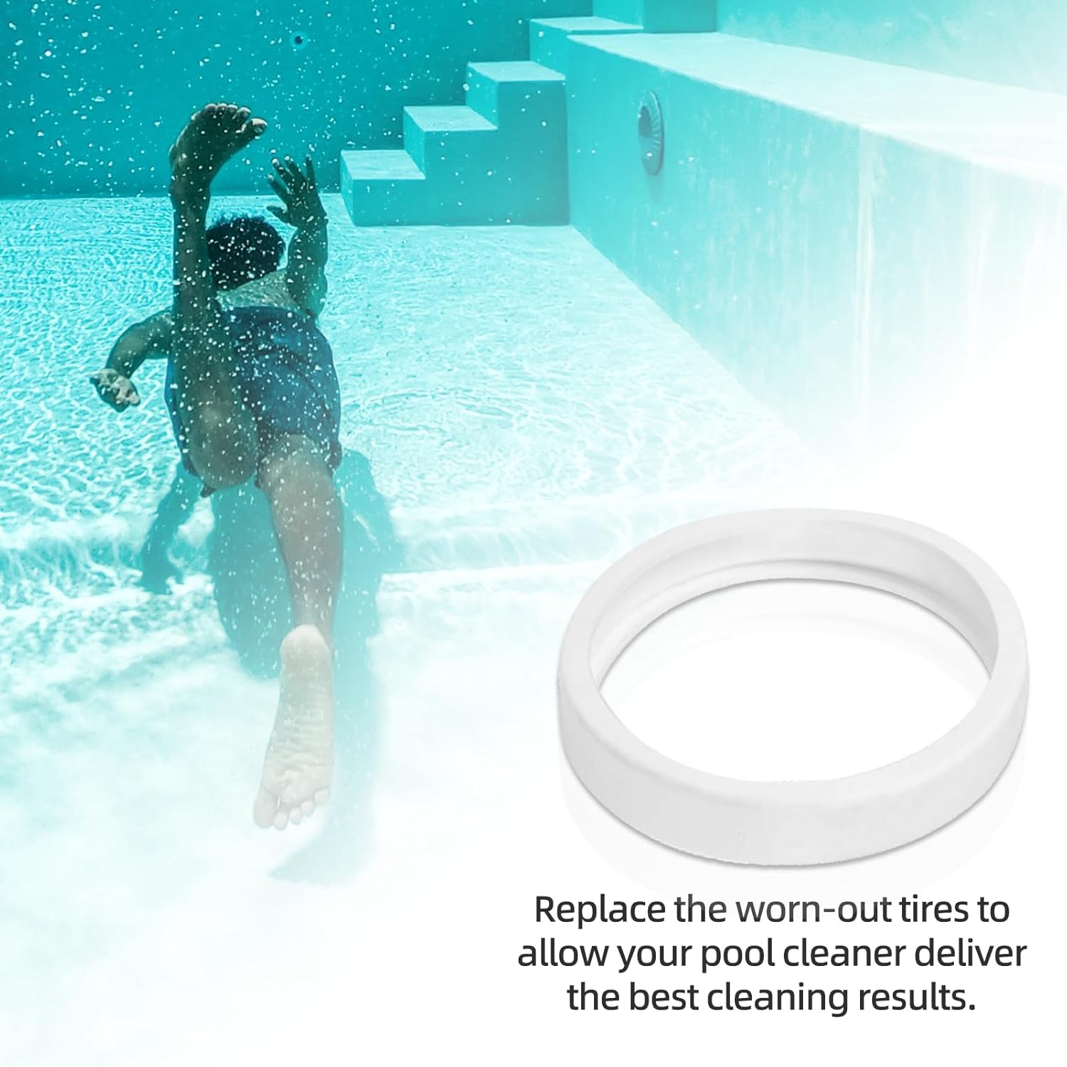 (6-Pack) The Exact Pool Cleaner Tire Replacement - Compatible with Polaris 180, 280, 360, 380, C10 and C-10 | Made of Premium, Heavy Duty Rubber - Improving β image 6
