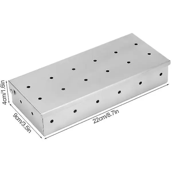Stainless Steel BBQ Smoker Box, Ventilated Wood Chip Box for Outdoor Grilling, Meat and Fish Smoking, Silver, 22 × 9 × 4 cm — image 3