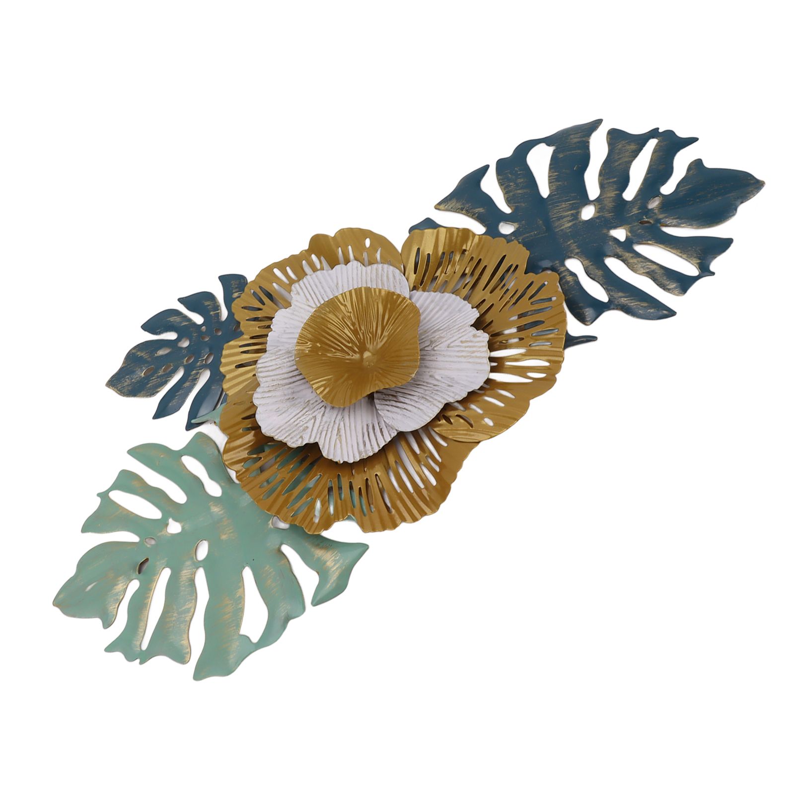 Iron Flower Wall Hanging Blue Modern Beautiful Metal Floral Wall Art Decor for Living Room Bedroom Dining Room — image 4