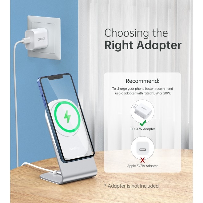 CHOETECH MA00117-SL MagLeap Magnetic Wireless Charger with Stand and AC Adapter โ image 2
