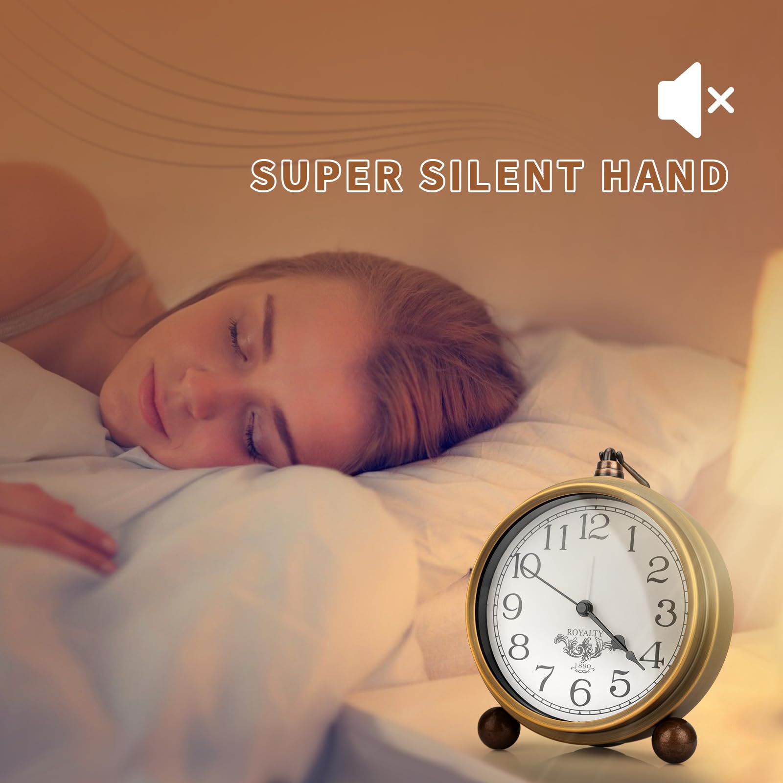 Vintage Analog Clock,5.2 inch Super Silent Clock,Battery Operated Alarm Clock for Bedrooms Desk Travel and Room Decor โ image 3