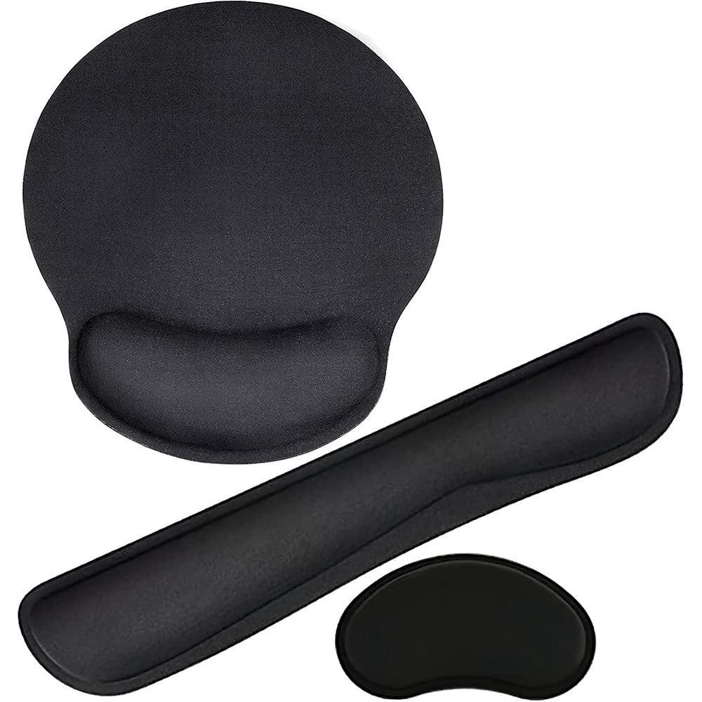 3Pcs Gaming Mouse Pad with Ergonomic Wrist Rest Black
