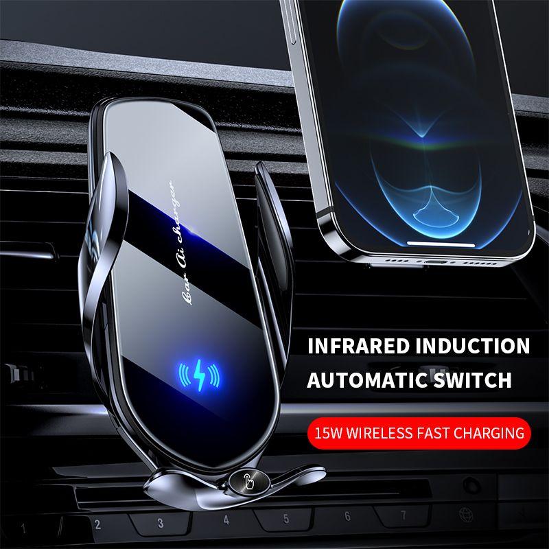 FJ22 Auto Clamping Wireless Car Charger Mount Infrared Air Vent Phone Holder,black — image 4