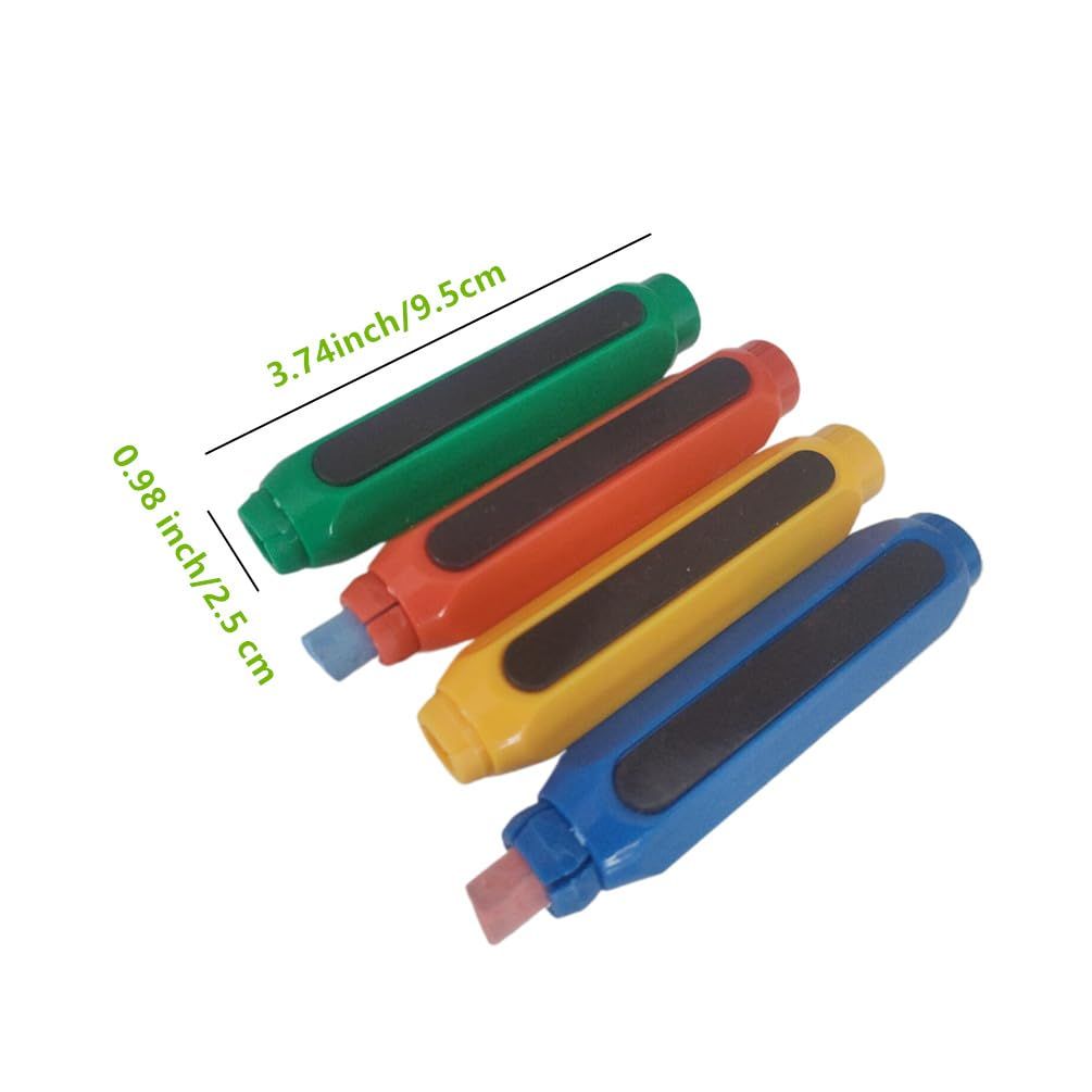 Plastic Magnetic Chalk Holders with Storage Case, 4 Pack Blackboard Adjustable Chalk Clip Chalk Covers (Blue, Green, Red, Yellow) — image 4