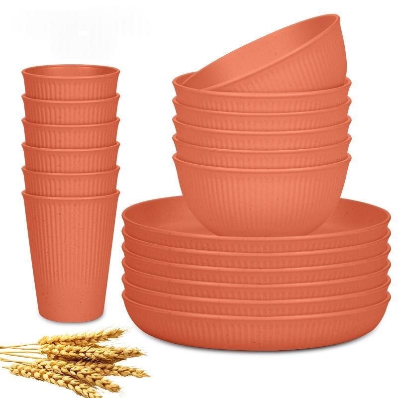 Wheat Straw Dinnerware Set Unbreakable Dinner Plates BPA-Free Dinnerware - Light Green - Size 01 — image 5