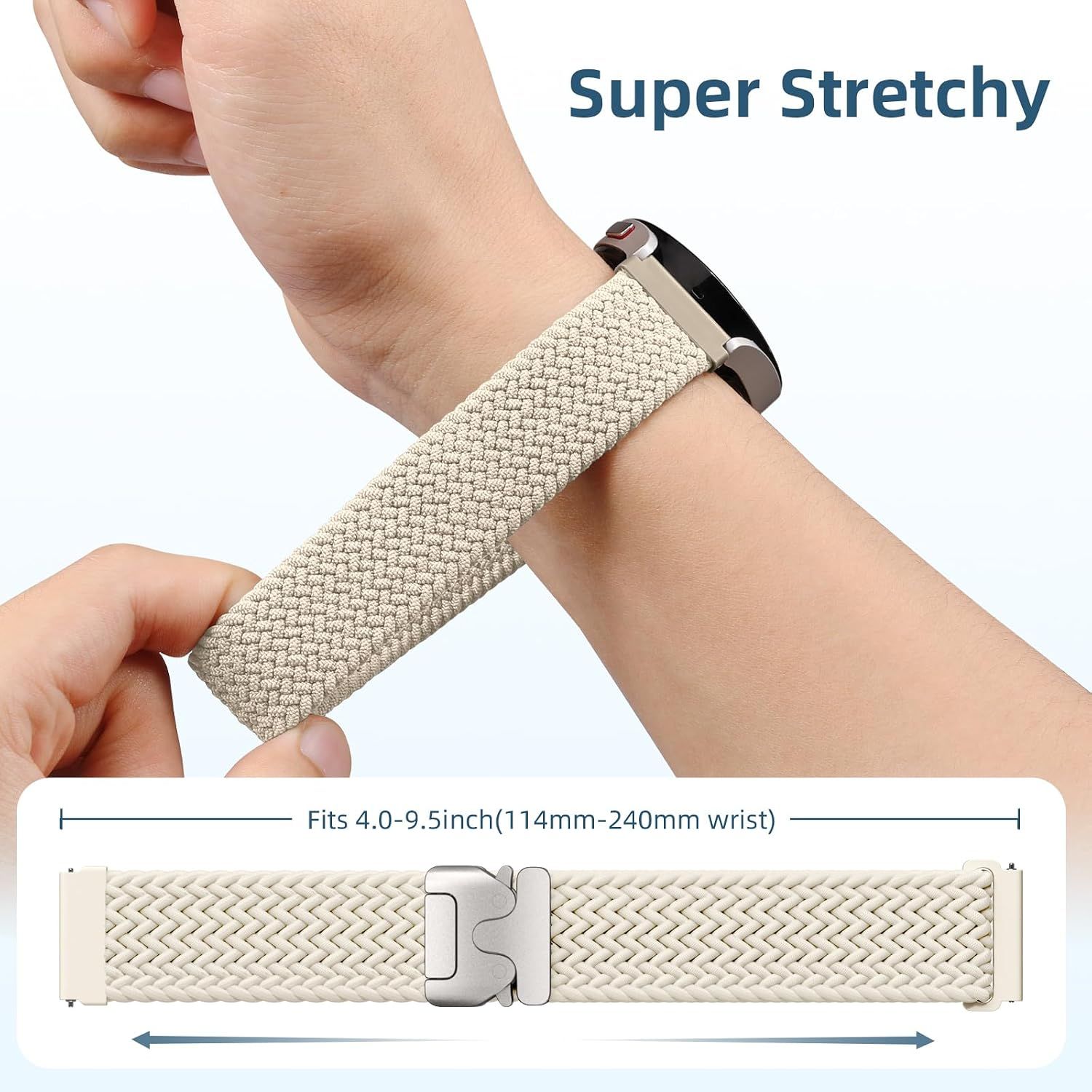Stretchy Braided Band Compatible with Samsung Galaxy Watch 7 Band/FE 6 5 4 40mm 44mm/Watch 6 Classic 47mm 43mm/4 Classic 46mm 42mm/Watch 5 Pro 45mm/Active 2 — image 6