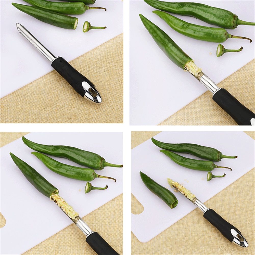 2 pack Chili Pepper Corer Stainless Steel Zucchini Cucumber Corers Special Kitchen Gadgets With Serrated Edge Easy Remove The Seeds Of Your Veggies & Fruits — image 5