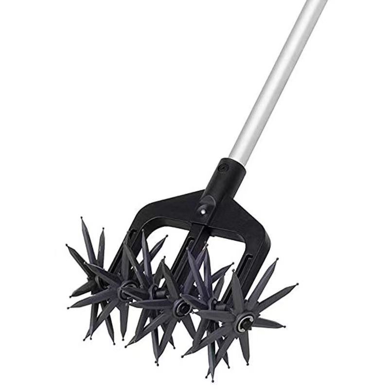Rotary Cultivator Tool, Hand Held Garden Cultivator with Detachable Tines for Reseeding Grass Or Soil Mixing (Without Pole) — image 2