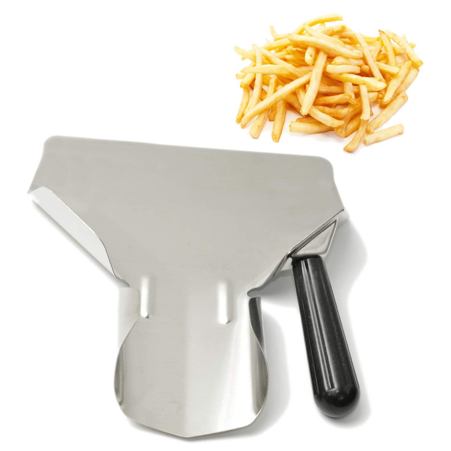 Stainless Steel French Fry Bagger Scoop Chip Popcorn Bagger Ice Candy Snacks Desserts Scooper, Right Handle — image 4