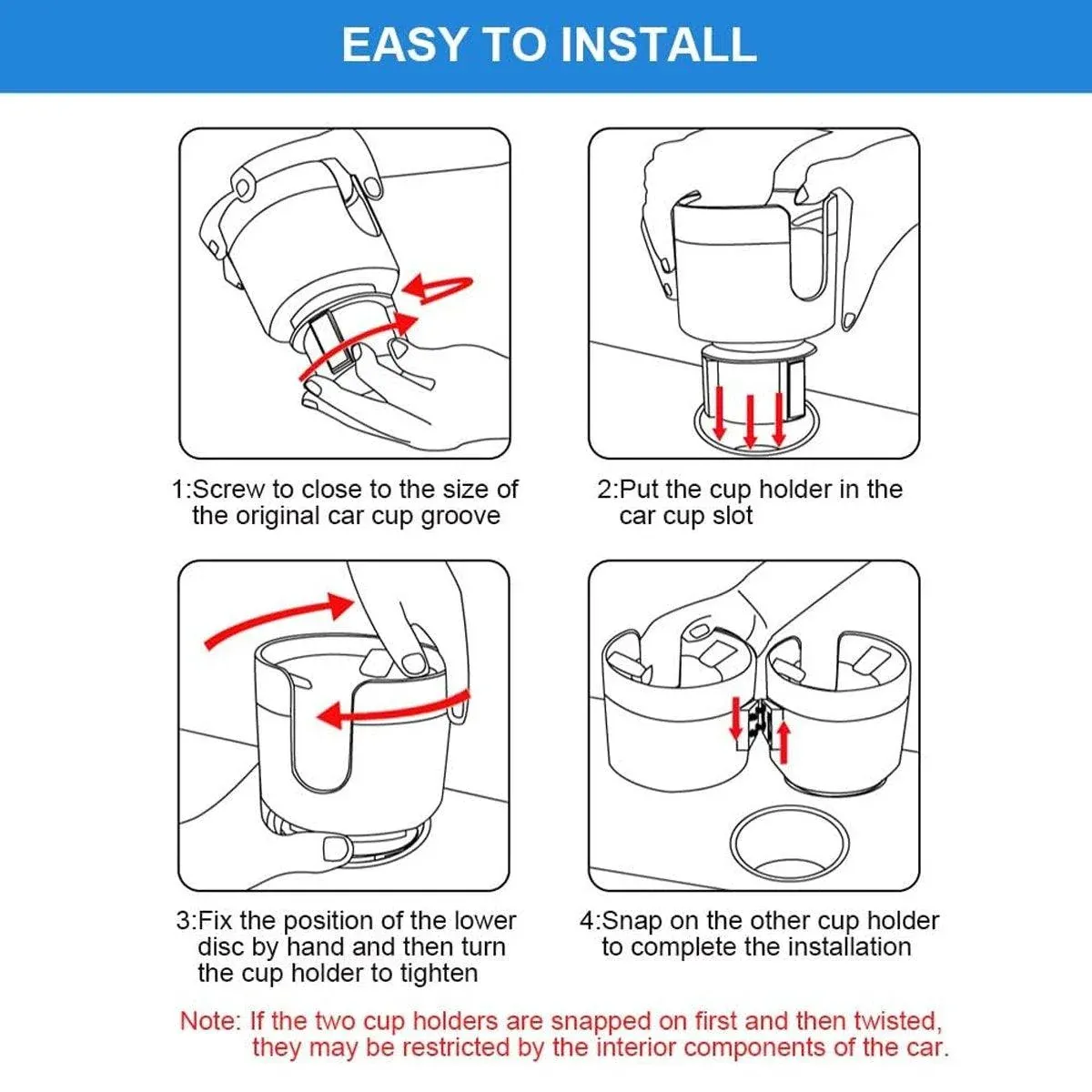 2pcs Car Cup Holder Organiser Dual 2-in-1 Adjustable Drink Holder for Vehicles โ image 6