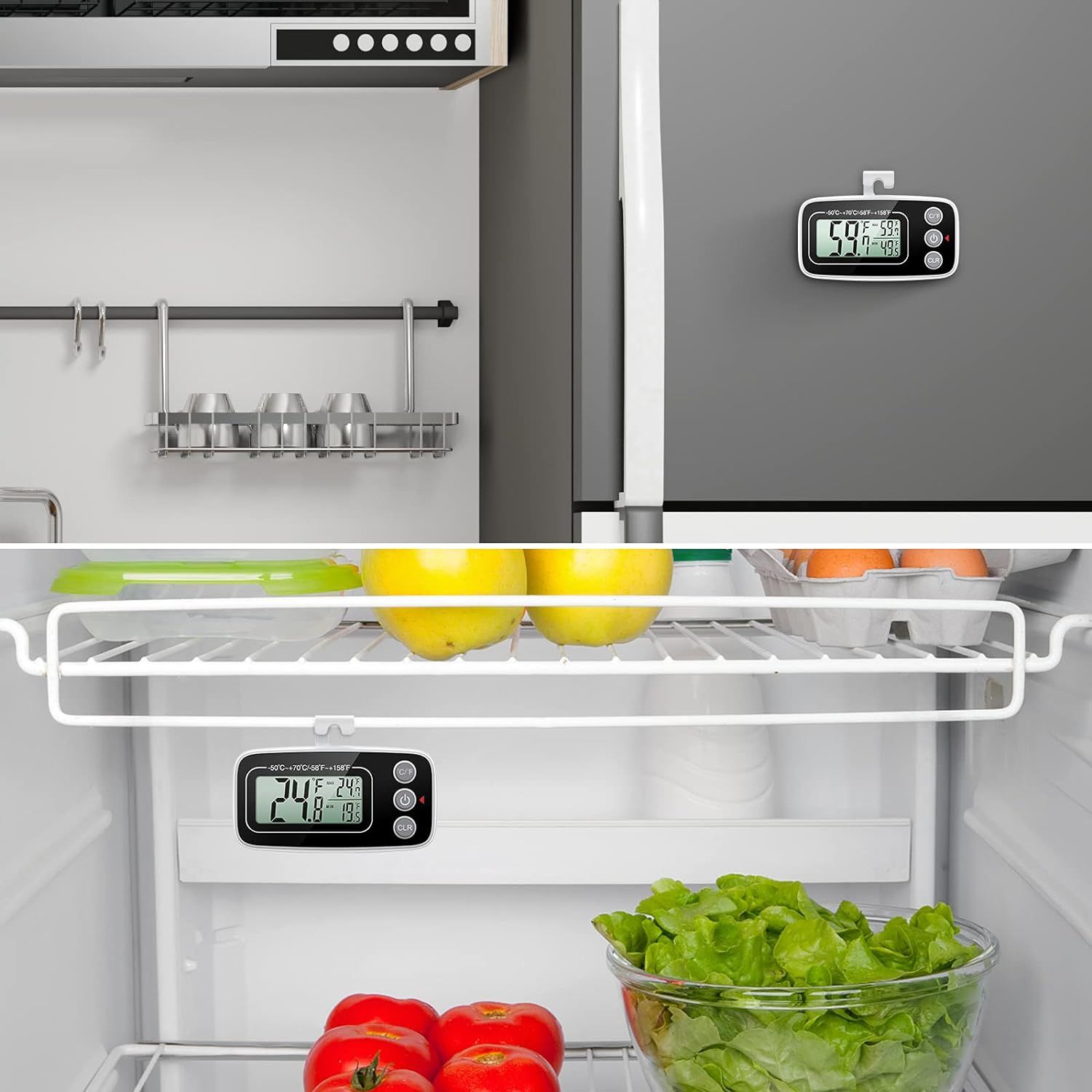 Refrigerator Thermometer Digital Fridge Freeze Room Thermometer Waterproof Large LCD Display Max/Min Record Function — image 5