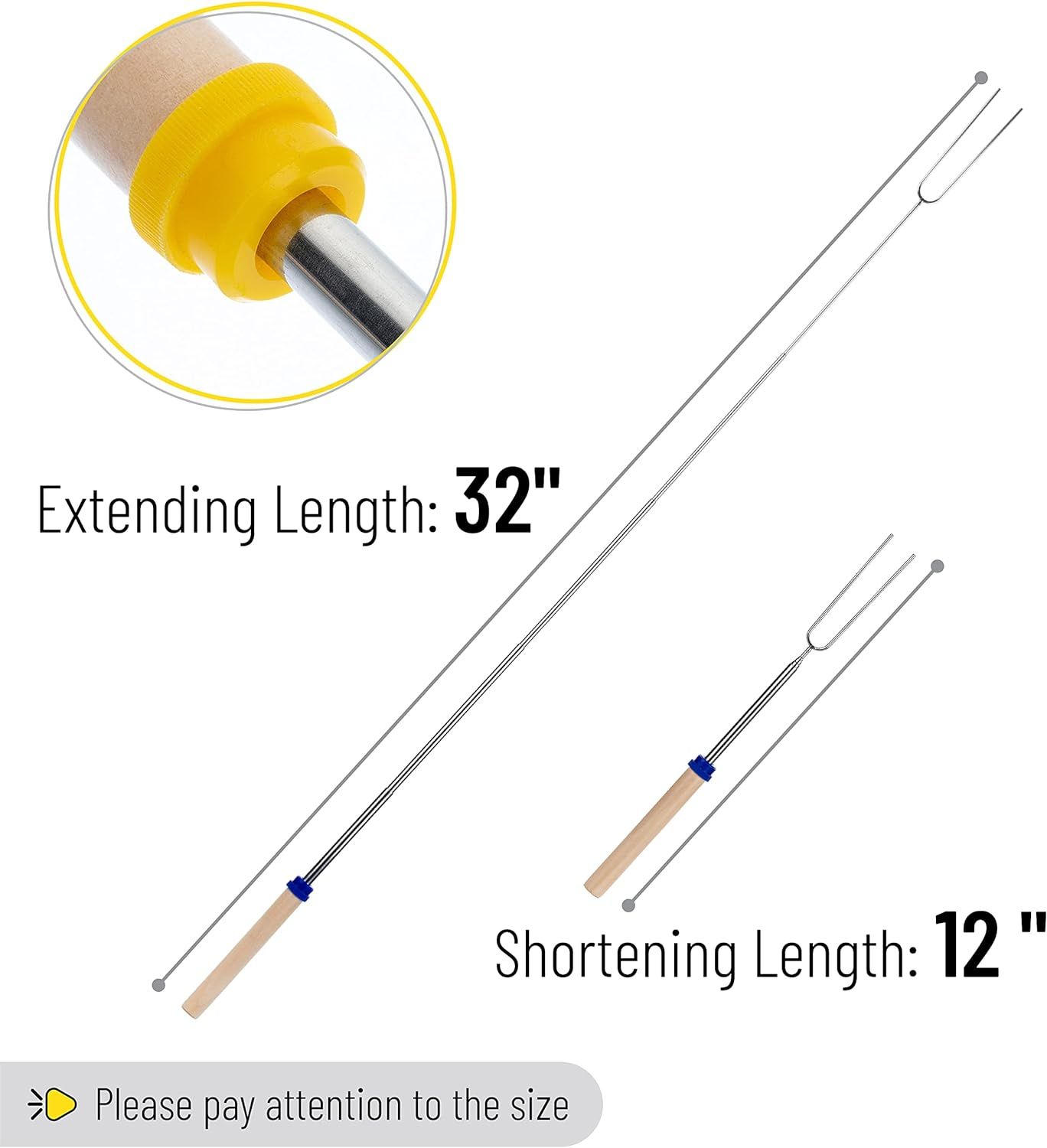 Marshmallow Roasting Sticks-Skewers for Fire Pit Kit - Hot Dog Camping Accessories Campfire Marshmellow 32 Inch Long Fork - 5 Pack โ image 5