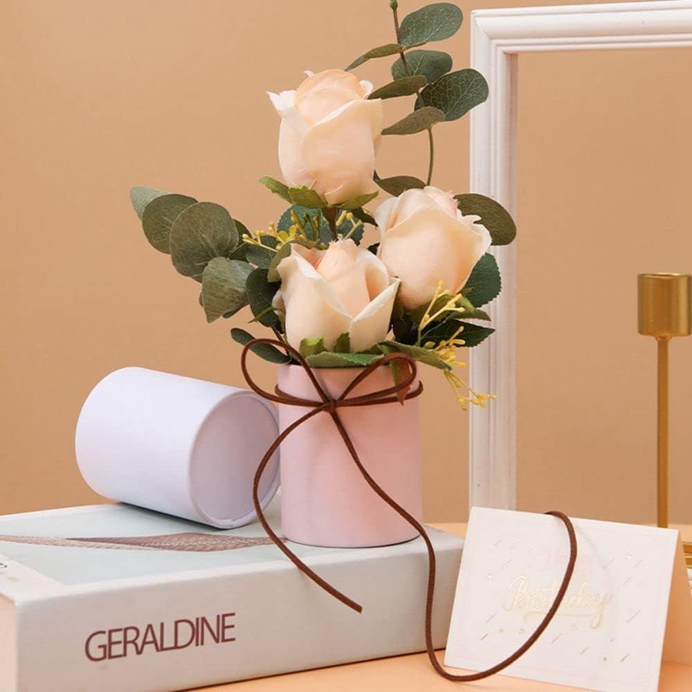 4 Pack Flower Packaging Paper Box Decoration Cylindrical Flower Box Flower Bouquet Packaging (Pink) — image 5