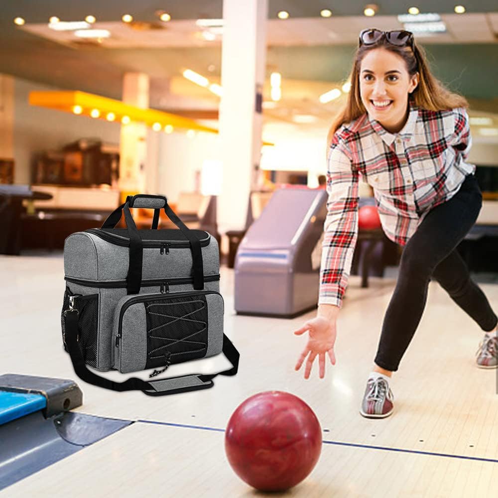 Bowling Bag for 2 Balls Portable Bowling Tote Bag with Padded Ball Holder for Double Ball and Pair of Bowling Shoes up to Mens 16 โ image 2