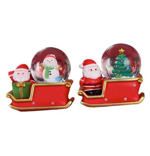 Santa Sleigh Ornament Crystal Globe Ball Light Resin Desktop Christmas Decoration with Battery For Gifts Home — image 2