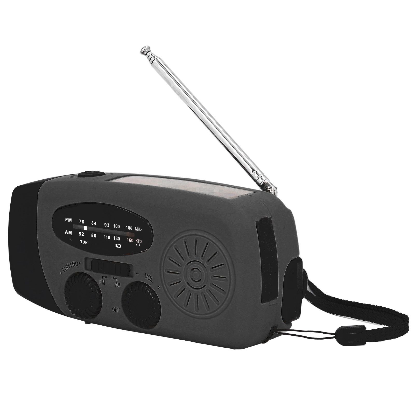 Hand Crank Solar Radio with LED Flashlight Portable FM AM WB USB Radio for Emergency Disaster PreventionBlack Japanese — image 2