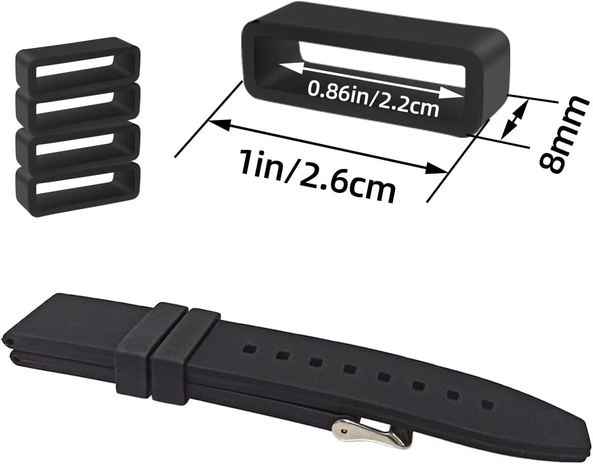 6 Pcs Watch Band Loop Holder Keeper for Resin Belt, Replacement Fastener Rings for Silicone Leather Rubber Watch Strap, Durable Fastener Retainer Size(22mm) โ image 2