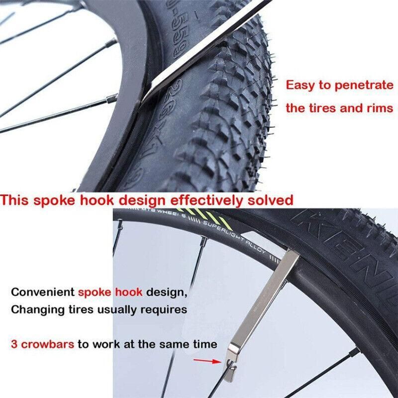 3Pcs Bike Tire Lever Tyre Changing Tool Bicycle Tire Levers Steel Repair Kit Au โ image 4