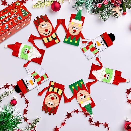 4 Pairs Christmas Socks, Crazy Holiday Hand Holding Socks Funny Christmas Stocking Stuffers โ image 3