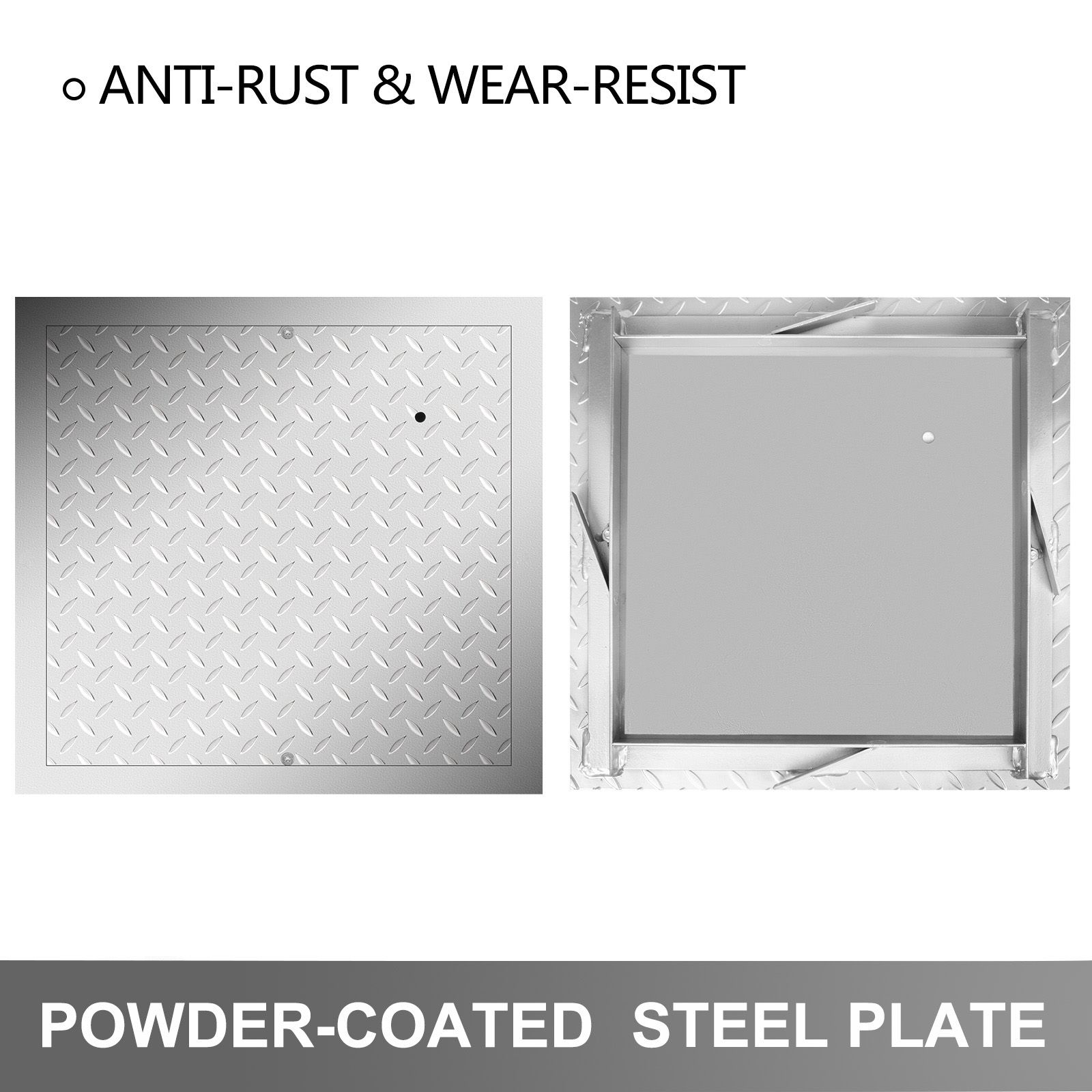Recessed Manhole Cover 11.8/"x11.8/" Clear Opening, Galvanized Steel Drain Cover Overall Size 14.5/"x14.5/", Sealed Square Manhole Cover and Frame, Steel Man โ image 3