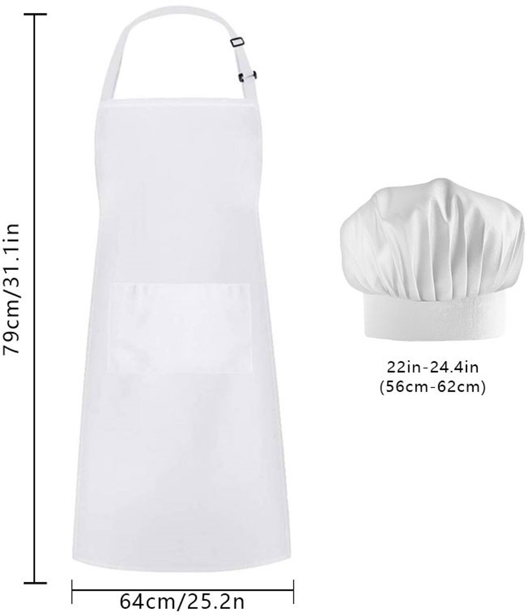 Apron and Hat Set - Adjustable Chef's Hat and Apron - Unisex Baker's Clothing (White) โ image 5