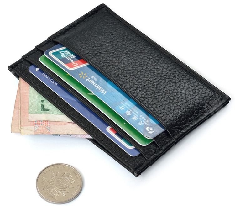 Black Card Holder Wallet with Bill Compartment