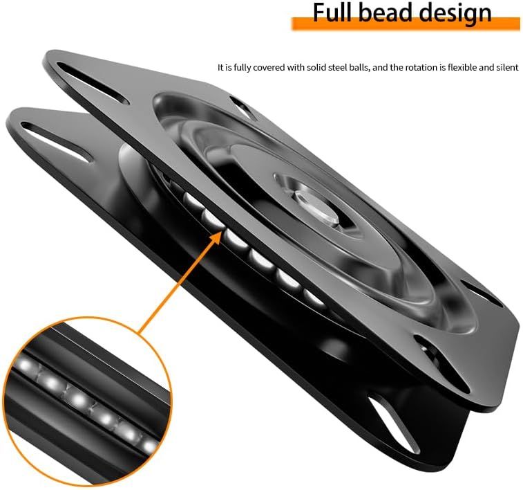 2 Pack 360 Degree Boat Seat Swivel Bases, Heavy Duty Flat Marine Pedestal Mount Replacements for Fishing Boats and Pontoons, Black, 15.2 cm — image 2