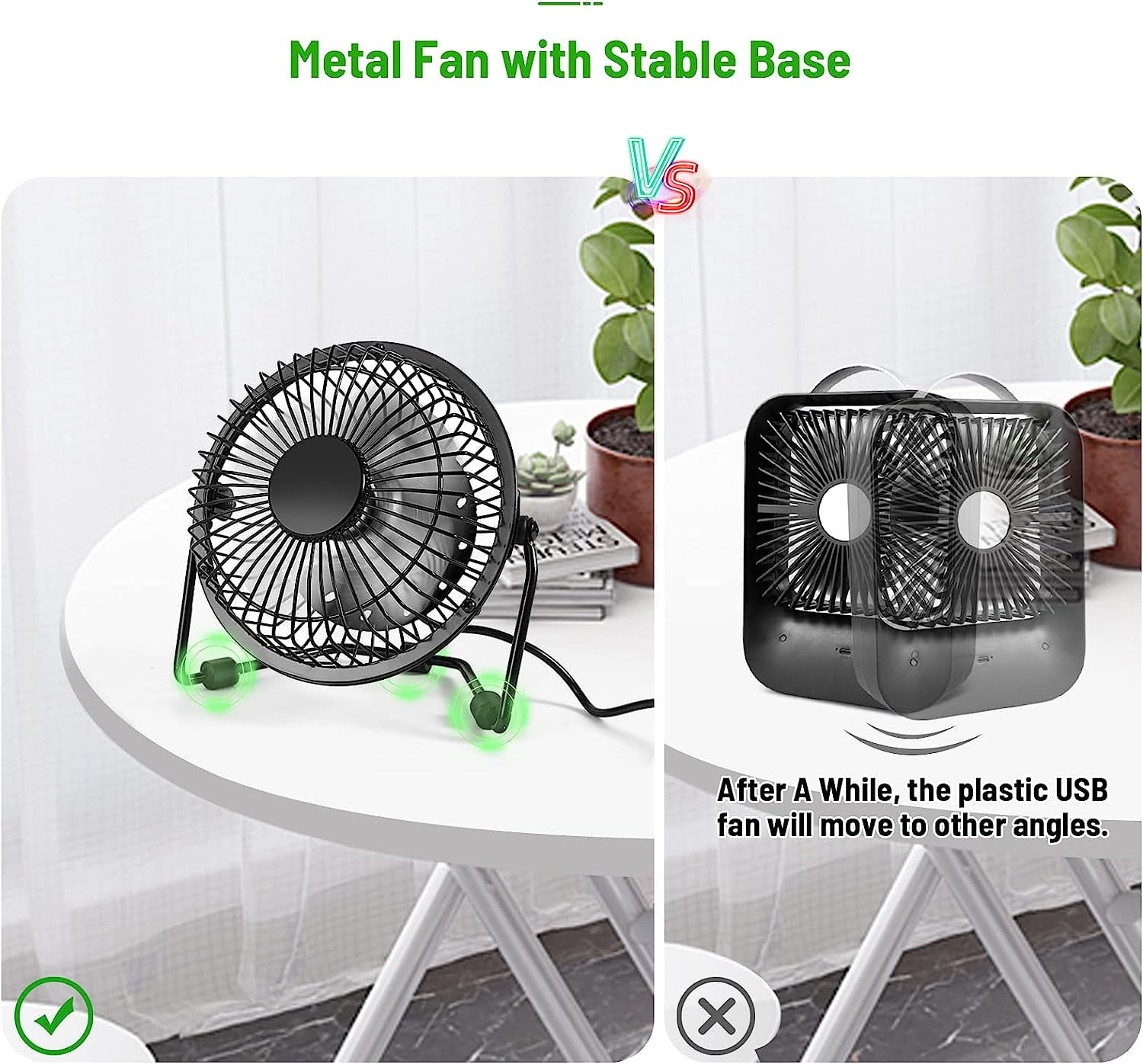 4 Inch USB Desk Fan,Small and Quiet,Powerful USB Powered Portable Fan,Strong Airflow,Mini Metal USB Fan,360°Rotation,Personal Cooling Fan with 2 Speed for Home — image 5