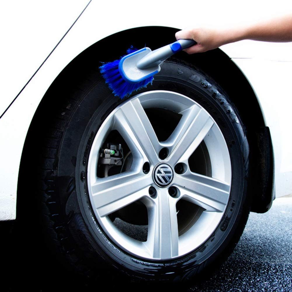 3pcs/Set Blue Long Brush for Rims and Tires Brush for Car Tire Brushes for Cleaning Wheels Wash Brush with Handle Supplies Special — image 2