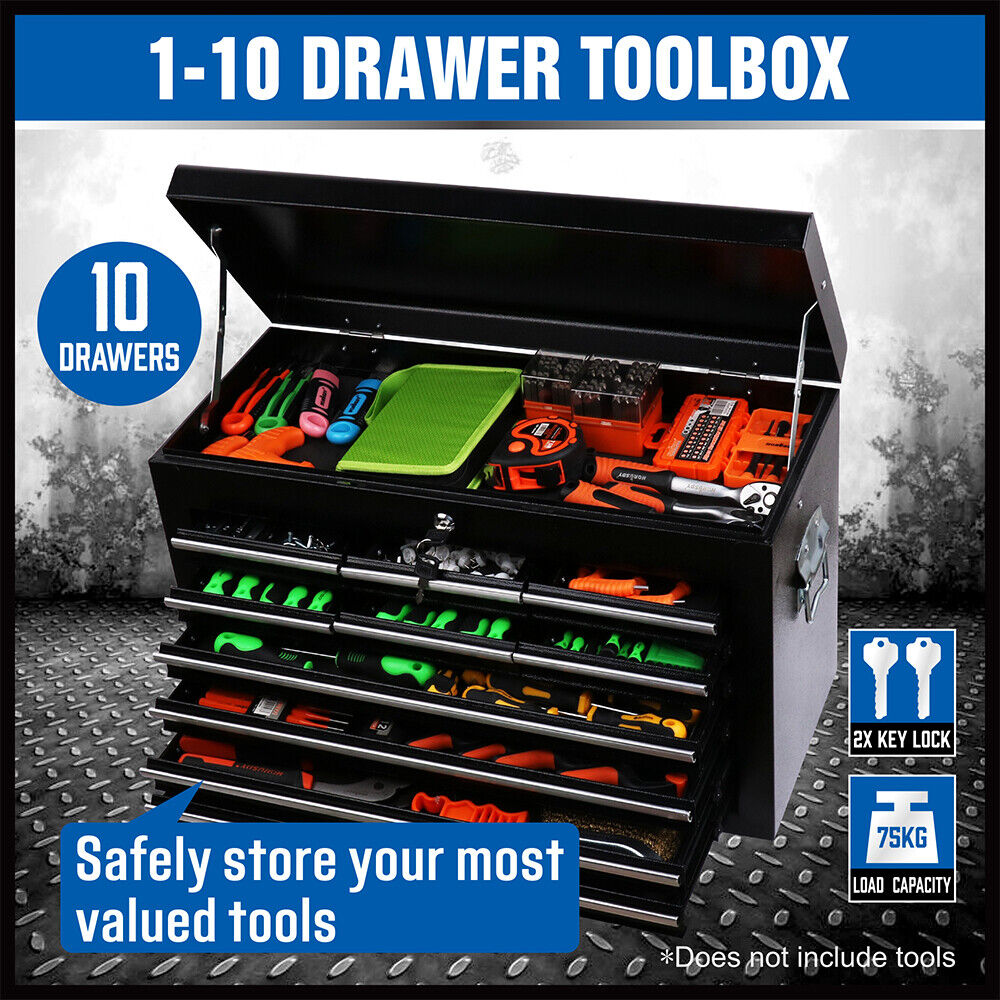 HORUSDY 10-Drawer Tool Box Chest Toolbox Lockable Drawer Cabinet Garage Storage — image 6