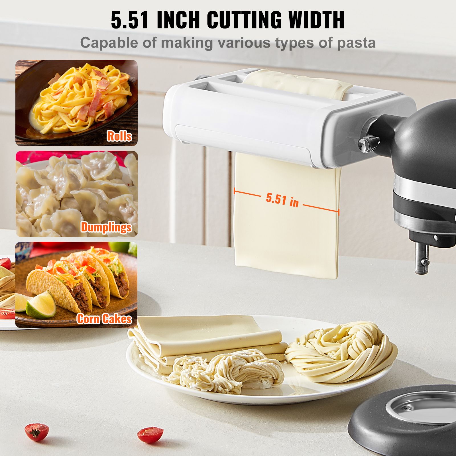 Pasta Attachment for KitchenAid Stand Mixer, 3-IN-1 Stainless Steel Pasta Roller Cutter Set Including Pasta Sheet Roller, Spaghetti and Fettuccine Cutter, 8 — image 4