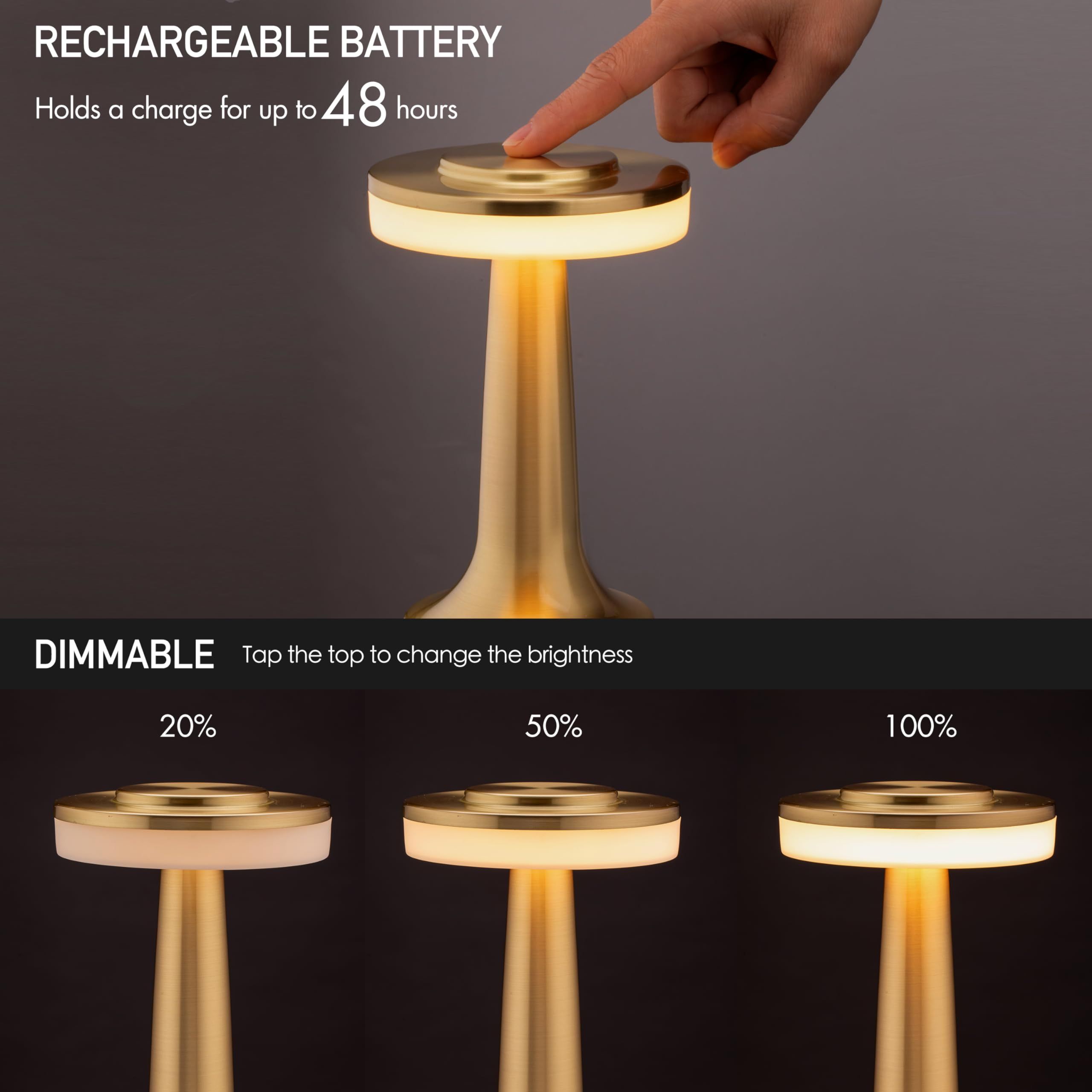 Portable Table Lamp with Touch Sensor, Brightness, Rechargeable Battery Up to Usage, Night Light for Kids Nursery β image 2
