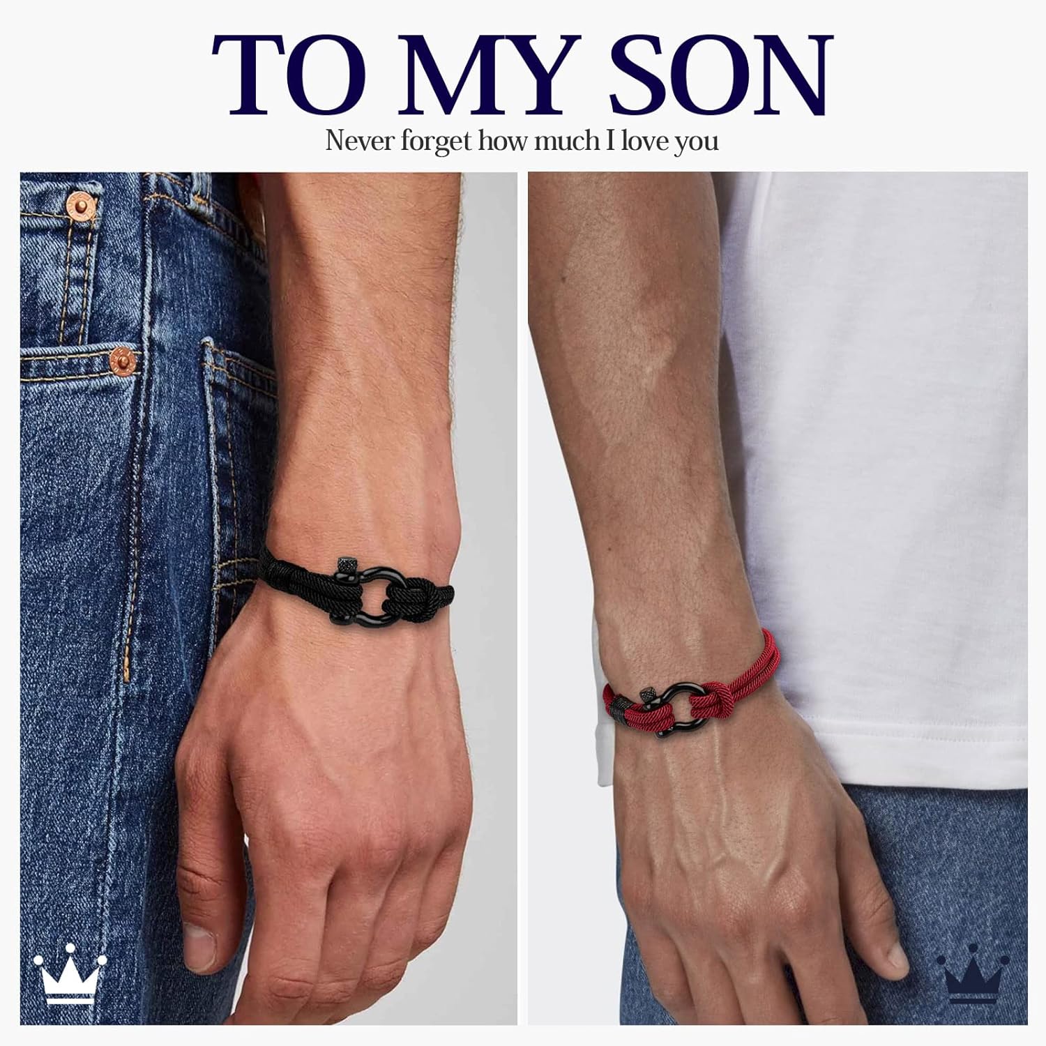 To My Son Bracelet from Mom with Inspirational Love Quotes, I Will Always Be with You Leather Bracelets for Men, Showing Mother Love You Forever, Personalized โ image 5