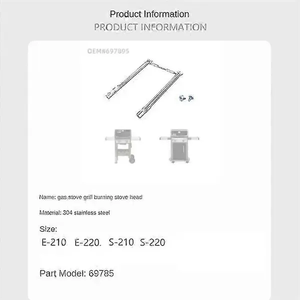 Grill Burner Tube Replacement Stainless Steel Even Heating for Weber Spirit E 210 E 220 S 210 S 220 Silver — image 3