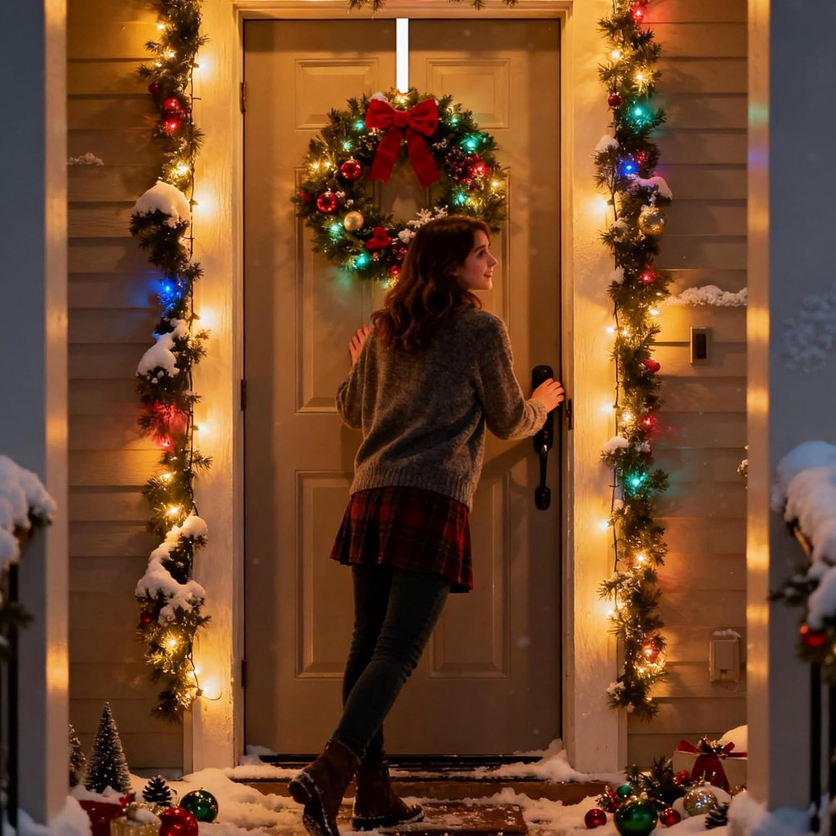 Wreath hanger - 1 piece - Christmas wreath hanger - adjustable from 38 to 65 cm - Wreath hanger for front door - Hooks - door hanger - hanging Christmas — image 4