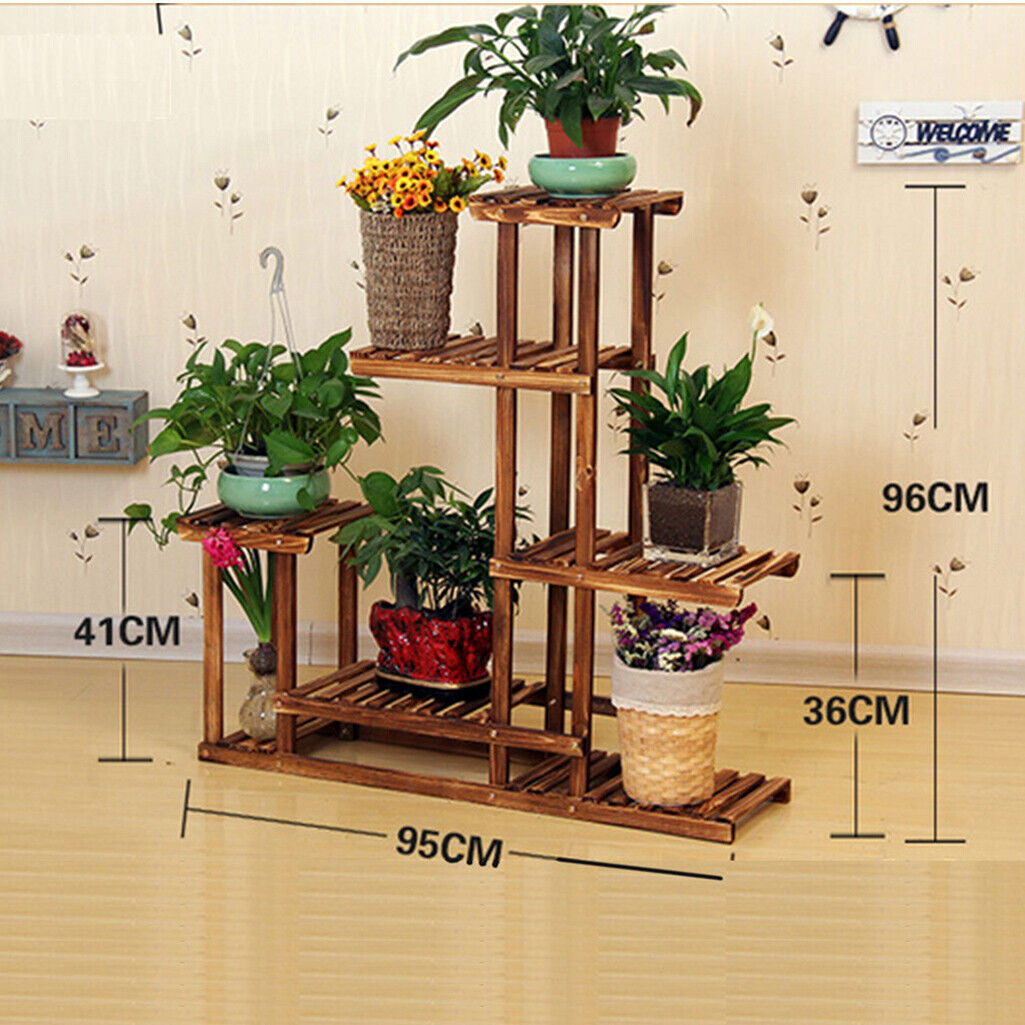 5-Tier Wooden Plant Stand Flower Display Shelf Indoor Outdoor Garden — image 2