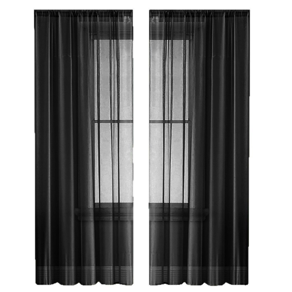 2 Pack Semi Blackout Sheer Curtains Black โ image 6