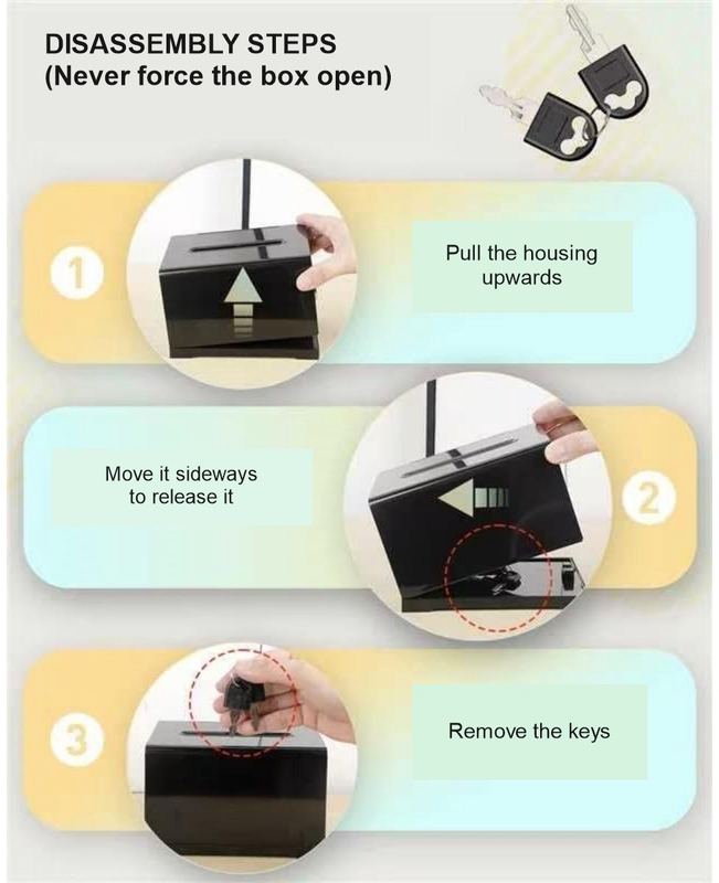 Black Acrylic Donation Box with Lock, Ballot Slot and Removable Sign Holder, 15.7 x 11.5 x 10.2 cm โ image 2
