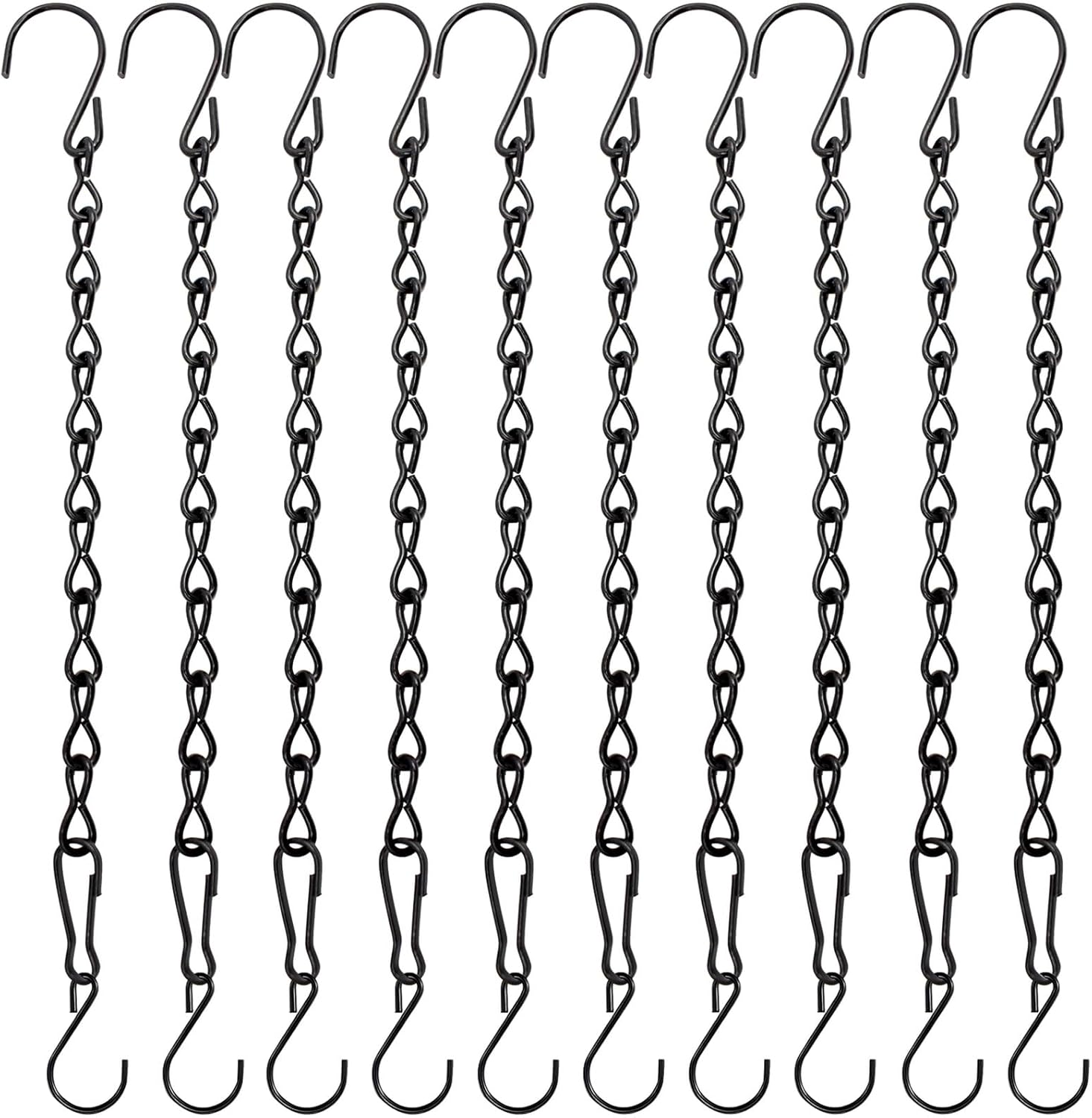 10 Pack 9.5 Inch Black Hanging Chains, Garden Plant Hangers for Hanging Bird Feeders, Billboards, Chalkboards, Basket, Planters, Lanterns, Wind Chimes and