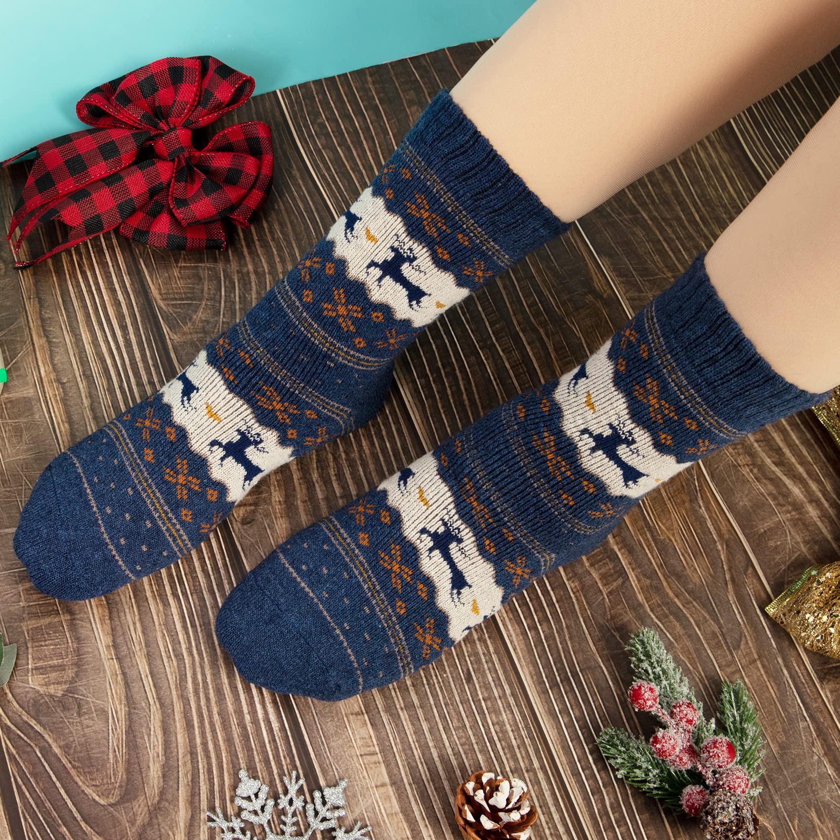 Norwegian Socks - Winter Socks Women - Christmas Socks - Warm Socks - House Socks - Thick Socks - Thermal Socks - Reindeer Motif - Vintage - Retro - Women's โ image 5