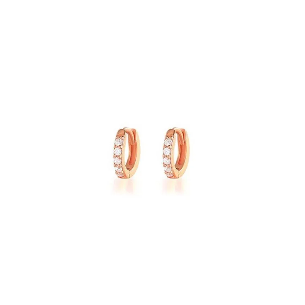 7sizes Hoop Earring Silver Zirconia Ear Huggie Hoop Cartilage Piercing Jewellery - Champagne-5mm