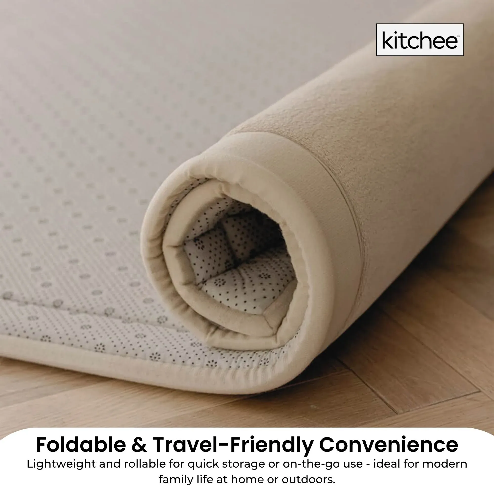 Kitchee Foam Floor Mat 150 × 200cm - Padded Thick Soft Tatami Style Rug Cream — image 5
