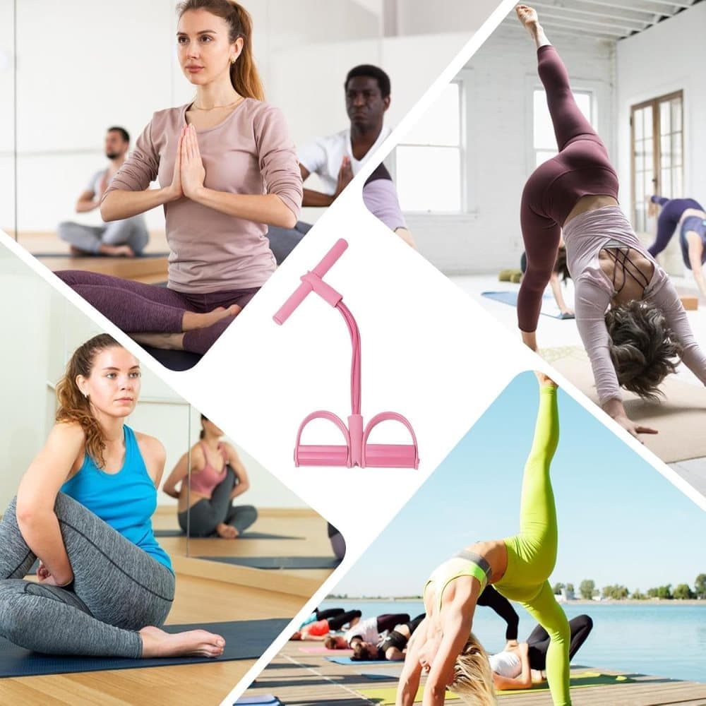 Pink abdominal trainer with multifunctional tension rope and fitness pedal, compatible with home workout, slap pull band — image 6