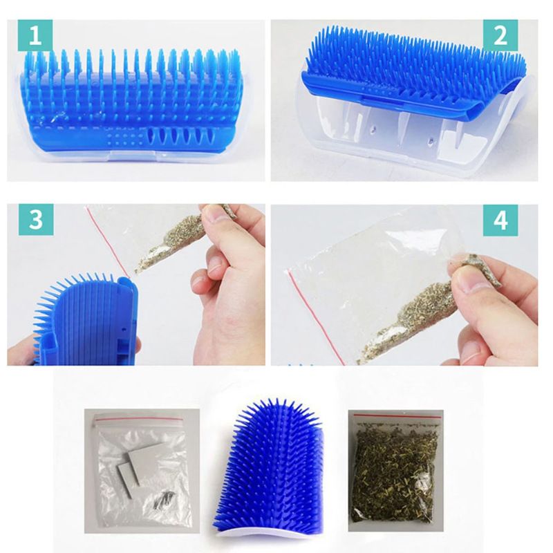 Scratchy hair rubbing device cat corner massage fixed hair removal brush scratchy comb pet cat massager (blue) — image 2