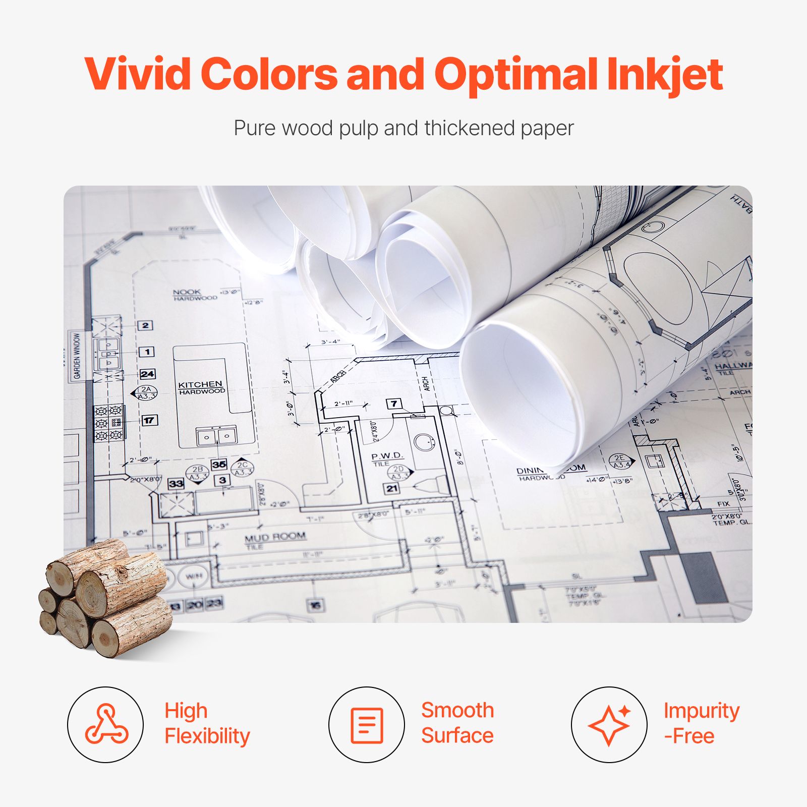 Wide Format Paper, 609.6 mm x 152.4 m Plotter Paper, 2 Rolls CAD Bond Rolls with 76.2 mm Core, 16 KG Plotter Paper Rolls, for CAD Drawings, Engineering Plans — image 5