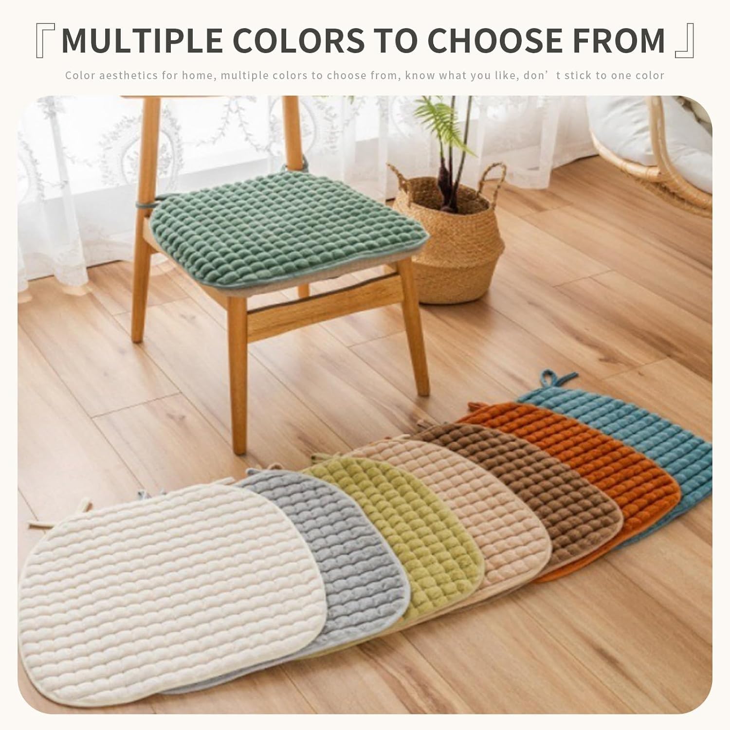 Set of 4 Chair Cushion with Ties for Dining Chairs [45 × 47cm] Non Slip Kitchen Dining Chair Pad and Seat Cushion with Machine Washable(@6) — image 3