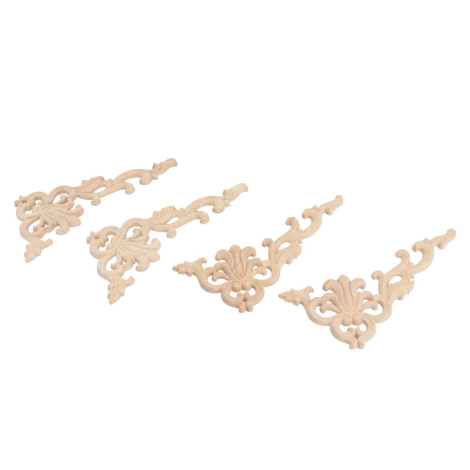 4Pcs Wood Corner Applique Decorative Carved Corner Onlay Applique for Cabinet Door Bed Wardrobe Furniture Decoration — image 3
