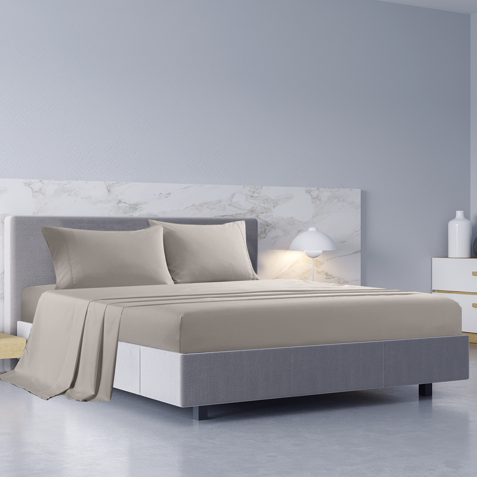 Royal Comfort 1000TC Hotel Grade Bamboo Cotton Sheets Pillowcases Set Ultrasoft - King - Dove — image 2