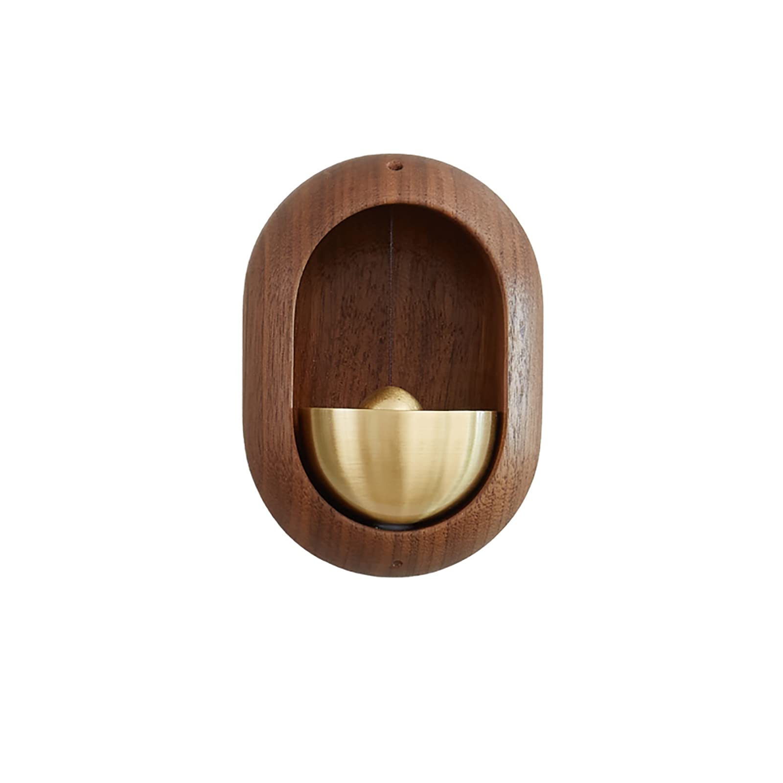 1 Piece Vintage Wooden Door Bell with Copper Chime and Magnetic Mount for Entryways and Bedrooms, Dark Wood Oval Design