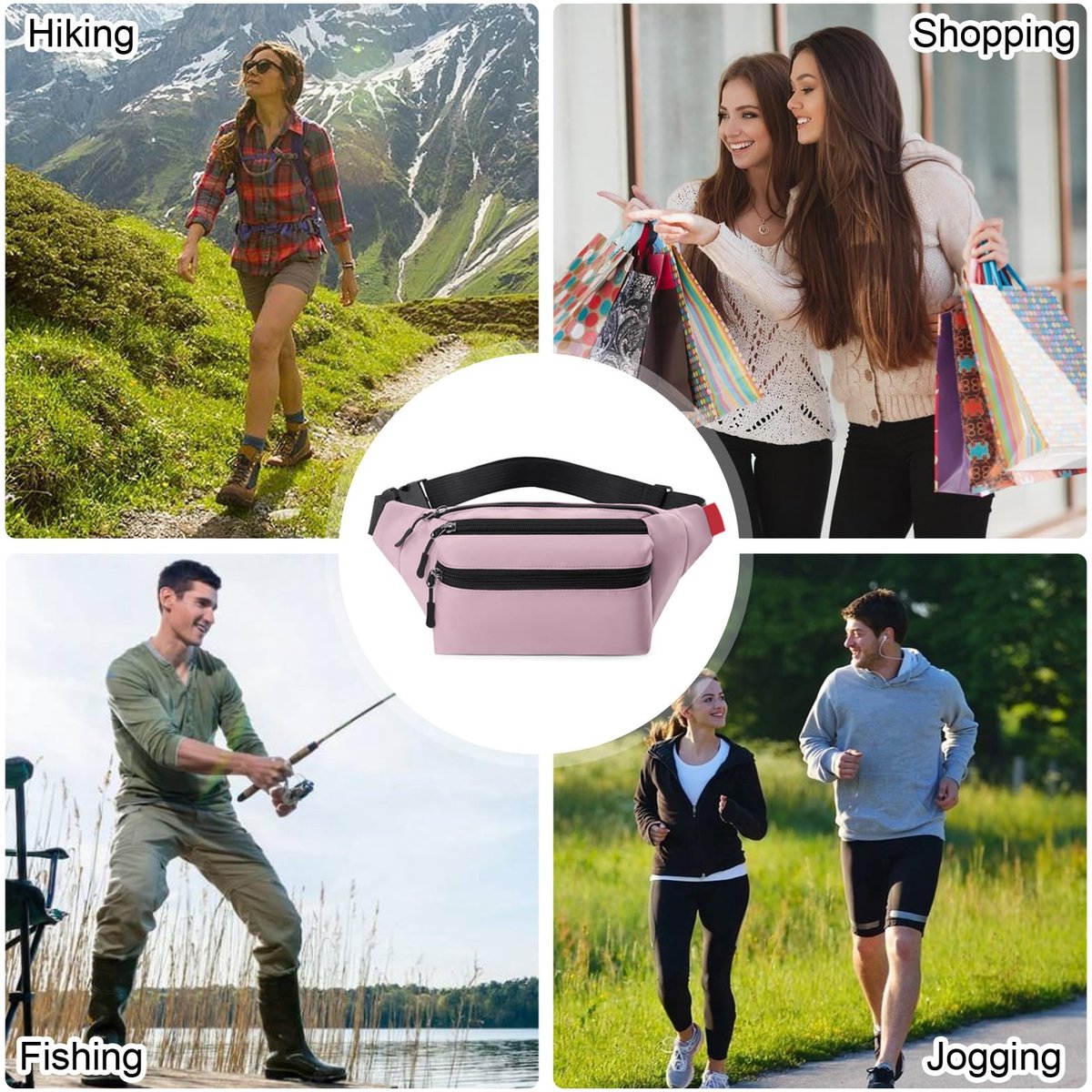 Riem Outdoor Bag - Fanny Pack - Waterproof Fanny Pack - Women's and Men's - Fanny Pack - Phone Bag - Swimming - Festival - Waterproof Fanny Pack - Pink — image 6